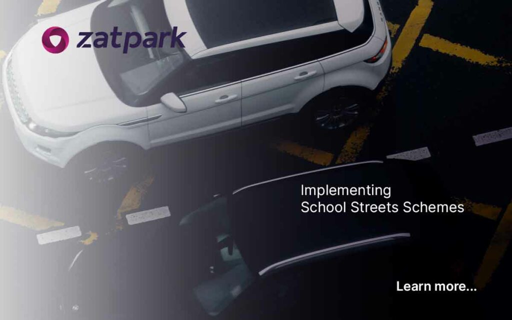 Zatpark - implementing school streets schemes - learn more - image of traffic on a no stopping zone