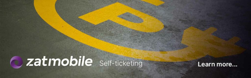 Zatmobile self-ticketing learn more - banner image of parked cars from above