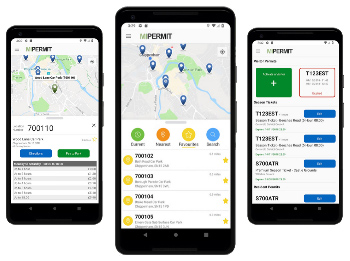 MiPermit parking app on hand held devices